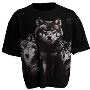 White Plains <b>Wolves</b> Graphic <b>T</b> <b>Shirt</b> for Men and Women Realistic <b>Wolf</b> Pack Art Print Black Cotton Streetwear Tee - Product Image 1