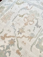TAPIS TAPIS 10X14 Muted Beige Oushak tapis sourd haut mohawk noué à la main Vintage laine tapis pour salon, salle à manger maison