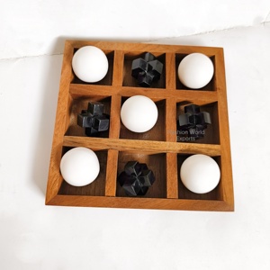 Thủ công bằng gỗ Tic Tac Toe trò chơi thiết lập với <span class=keywords><strong>3D</strong></span> màu đen vượt qua Trắng Spheres trang trí bàn cà phê Hội Đồng Quản trị trò chơi cho người lớn & trẻ em - Product Image 6