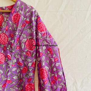 Hermoso Vestido Estampado Floral en Bloques de Algodón, Vestido para Uso Casual, Vestido Estampado a Mano - Product Image 3