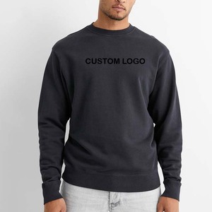 Sudadera con cuello redondo y logotipo personalizado para hombre, corte regular, color sólido, tejido de algodón, estilo casual de otoño, sudaderas en venta. - Product Image 4