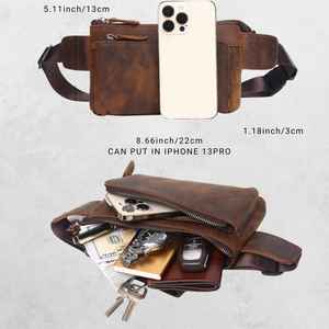<b>Waterproof</b> <b>Mens</b> <b>Bag</b> Leather Outdoor Travel Waist <b>Bags</b> Causal Sport Zipper Crossbody <b>Bag</b> for <b>Men</b> Hiking Run LWB-0139 - Product Image 3