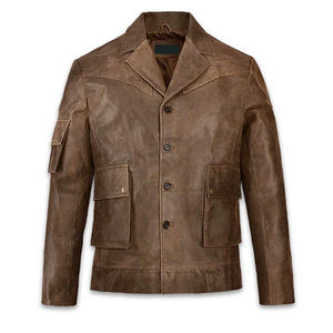 Chaqueta de Cuero de Moda para Hombre de Alta Calidad, Chaquetas de Cuero Lisas para Hombre, Chaqueta de Cuero Gruesa Clásica de Motociclista - Product Image 1
