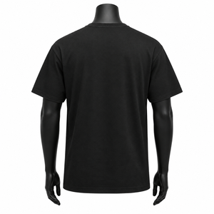 Camiseta negra de manga corta para hombre, informal, de corte regular, cuello redondo, de algodón. - Product Image 2