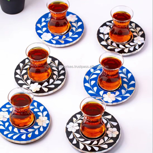 Artisan Pearl Inlay Plate, Nacre Craft <b>Tea</b> Plate, ShellMuse Inlay Plate, Handcrafted Elegance Plate, Sea Mist Inlay Plate - Product Image 1