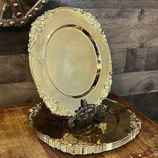 Plat de service en acier inoxydable en laiton de super qualité, plateau de chargeur de style américain, matériau de polissage de marque en laiton - Product Image 5