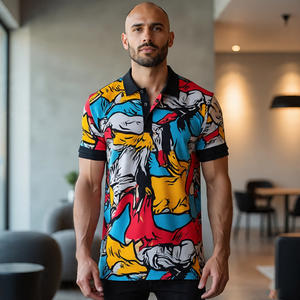 เสื้อยืดโปโลแขนสั้นสำหรับผู้ชายเสื้อโปโลพิมพ์ลายโพลีเอสเตอร์100% พิมพ์ลายสำหรับฤดูร้อน - Product Image 5