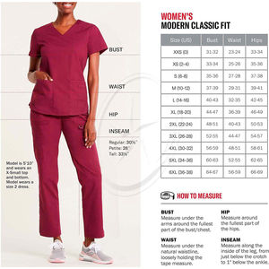 Mujeres manga corta cuello en V uniforme Poly Spandex verano, Hospital Scrubs trabajadores de la salud enfermera uniforme cintura elástica Scrubs Set - Product Image 5