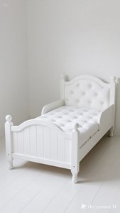 LIT ENFANT BLANC PEINT SIMPLE MEUBLE BOIS INDONÉSIE - Product Image 3