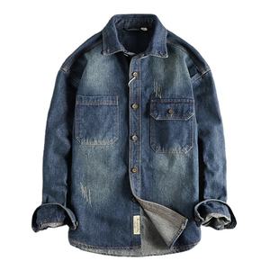Chaquetas vaqueras para hombre, prendas de vestir exteriores informales de gran tamaño para primavera y otoño, abrigos vaqueros lavados con cuello vuelto y cremallera, ropa de calle Vintage - Product Image 2