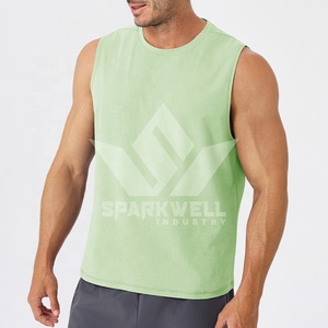 <b>Men's</b> <b>White</b> Cotton Tank Top O-Neck Sleeveless Regular Fit Breathable Casual Solid Color Jersey <b>Vest</b> - Product Image 6
