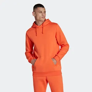 Regular Fit Heavyweight 70% Cotton 30% Recycled Polyester Fleece Essentials Trefoil Safety Orange Men Pullover Hoodie