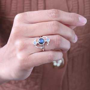 Labradorite Moonstone Sterling Silver Ring Handmade Gemstone Ring Birthstone Ring Gift for Women Christmas Jewelry - Product Image 2
