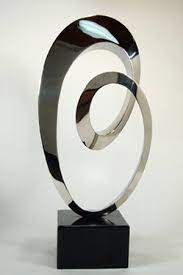 Sculpture abstraite moderne en métal argenté pour décoration intérieure polie - Product Image 5