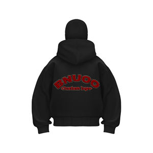 Sweat à capuche à double capuche pour homme avec cagoule et fermeture éclair 100% coton Vêtements d'automne pour temps froid 2 pièces - Product Image 2