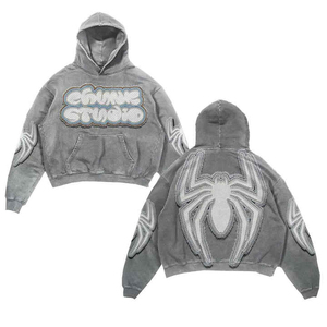 Customized vintage patchwork men's hoodie comfortable windproof breathable streetwear stylish men hoodies 2025 - Product Image 4