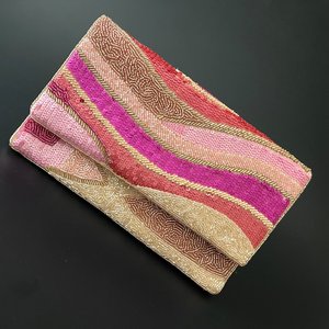 กระเป๋าคลัทช์ลูกปัดทำด้วยมือสีชมพูและสีทองกระเป๋าปาร์ตี้พร้อมเชือก - Product Image 3
