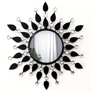 Venta al por mayor, marco de aleación de hierro, estilo moderno, negro y dorado, Espejos decorativos de forma redonda, 60CM, 80CM - Product Image 6