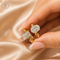 Bague de fiançailles de luxe en or massif 18 carats avec diamant de laboratoire taille émeraude vintage, certifié IGI, couleur D-E-F, clarté VVS, sertissage à griffes