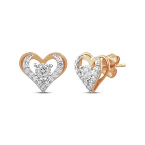 Pendientes de Diamantes con Forma de Corazón Abierto, 0.50 Ct, Diamantes Cultivados en Laboratorio, Oro Sólido de 14K, Joyería para Ocasiones Especiales y Fiestas - Product Image 1