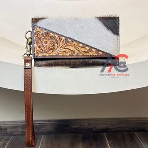 โอดีเอ็มกระเป๋าสตางค์หนังวัวแท้สำหรับผู้หญิงแบบพับสามทบทำจากหนังวัวแท้หรูหรางานตามสั่ง - Product Image 1