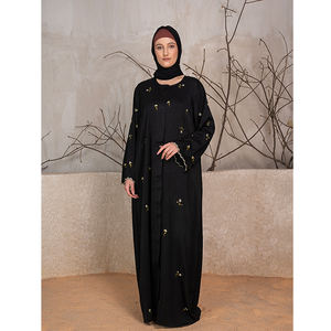 Vente en gros nouvelle collection d'abaya noire fermée classique traditionnelle essentielle vêtements islamiques abaya brodée robe musulmane pour femme - Product Image 1