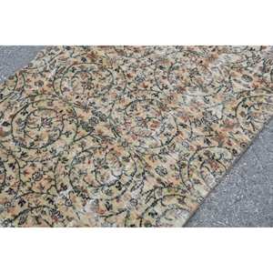 Tapis Vintage en Laine Marron Beige 3.8 X 7.3ft Fait à la Main Classique Style Turc Patchwork Rectangle avec Support en Latex pour Chevet - Product Image 5