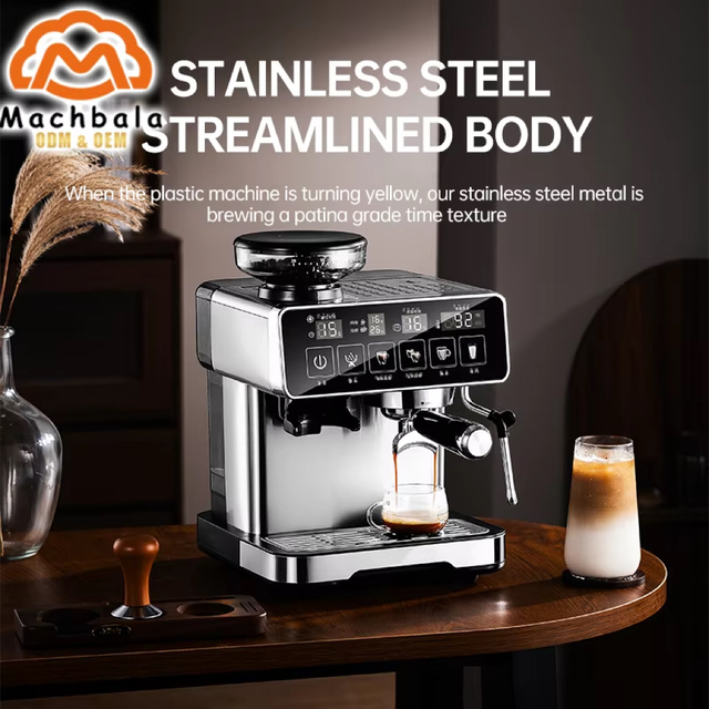 OEM/ODM 20 Bar Espresso Coffee Machine with Grinder, Custom Logo Slim Design Cappuccino Maker for Sellers (Italian Pump)