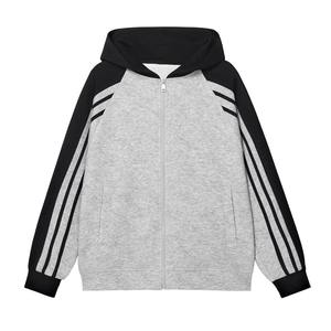 Estilo coreano Oversize Waffle Colorblock Zip Outwear Trendy Spring Hoodie con colores de contraste para hombres y mujeres Loose Fit para invierno - Product Image 4