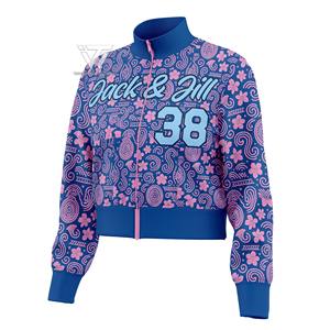 Greek Jack and Jill of America Sorority Vêtements prêts à expédier sur le thème africain 100% Polyester brodé Zip Up Crop Jacket - Product Image 1