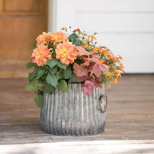 Maceta ecológica galvanizada de forma ovalada con mango, casa de campo, porches, jardines, patios, decoración al aire libre - Product Image 2