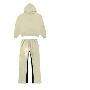 เสื้อมีฮู้ดผ้าลินินผ้าลินินผ้าขนแกะผ้าลินินกางเกงวอร์มขาบานลายนูนการฝึกฮิปฮอปยิมชุดแฟชั่นสำหรับผู้ชายขนาดใหญ่พิเศษ - Product Image 2