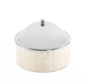 Olla caliente de acero inoxidable de alta calidad con detalles decorativos de nácar diseñada para servir comida en mesas de comedor redondas - Product Image 1