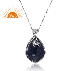 Best Selling 925 <b>Sterling</b> <b>Silver</b> Natural Sodalite Gemstone Pendant <b>Necklace</b> Custom Jewelry For <b>Women</b> Gift For Her - Product Image 2
