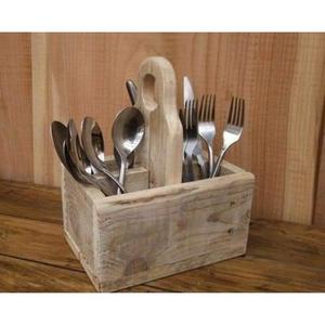 Caddy en bois de conception pure faite à la main une pièce pour restaurants et hôtels plats, serviettes et rangement des couverts - Product Image 2