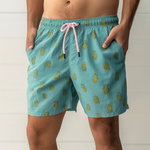 Wholesale Quick Dry Beach Board <b>Shorts</b> for <b>Men</b> Breathable Solid Pattern Swim Trunk Pants Mesh Lining Mid Waist Beach <b>Shorts</b> - Product Image 6