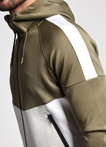Conjunto Deportivo de Dos Piezas para Hombre, Diseño a Rayas Transpirable para Otoño, con Detalle de Bloques y Cuello Alto - Product Image 5