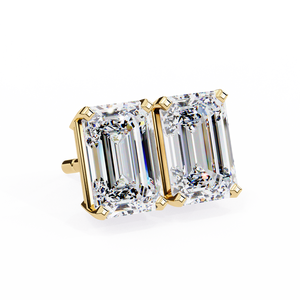 18K Gold <b>Stud</b> Earrings with <b>Emerald</b> Cut Lab-Grown Diamond Beautiful Geometric Design in Yellow Rose or White Gold - Product Image 3