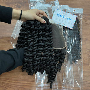 Paquets bouclés 100% cheveux vierges Remy cheveux vietnamiens bruts Double trame armure couleur naturelle cheveux humains pour les femmes - Product Image 4