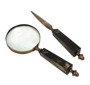 Handcrafted Wooden Handle Magnifier Round Shape Magnifying Glass with Customize Color Horn Handle Luxury Quality - Product Image 4