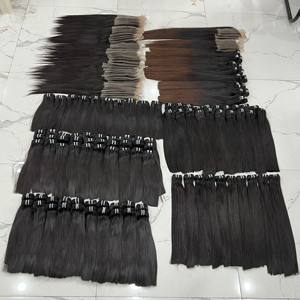 Tissage de cheveux humains vietnamiens vierges droits à double tissage, cuticules noires naturelles alignées 100g Extensions de cheveux - Product Image 5