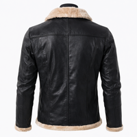 Veste en cuir sur mesure de haute qualité pour homme, imperméable, coupe-vent, doublure en fausse fourrure épaisse, style shearling, personnalisable, en vente