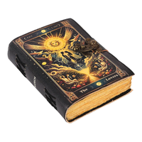 Troisième oeil Vintage Antique livre en cuir véritable lié Journal avec bord Deckle papier Grimoire imprimé Journal sorcellerie approvisionnement