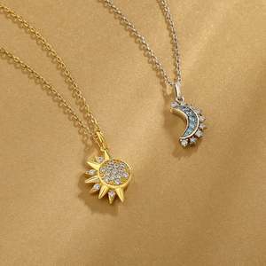 Ensemble de colliers d'amitié soleil et lune en argent sterling Jeulia avec zircon plaqué or - Product Image 6