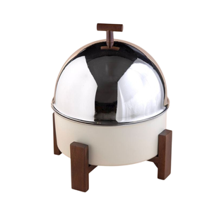 Casserole en bois en métal de la plus haute qualité avec réchauffeur de nourriture décoratif de corps en bois pour l'utilisation de service de restaurant et d'hôtel - Product Image 5