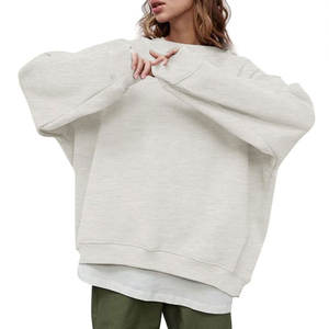 Sweat-shirt à épaules tombantes pour femme, coupe régulière, pull d'hiver en molleton de coton doux, respirant et à séchage rapide, décontracté et chaud - Product Image 1