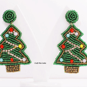 Pendientes de Fiesta con Cuentas de Cristal y Diseño de Árbol de Navidad para Mujer - Venta al por Mayor - Product Image 1