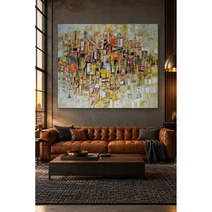 Composition urbaine abstraite Fida en tons jaunes, impression sur toile - Product Image 2