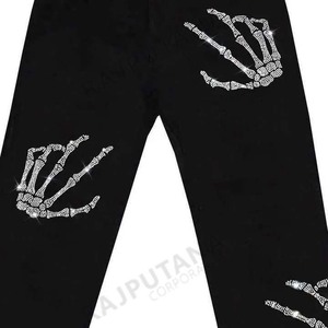 ชุดวอร์มแบบมีซิปสำหรับผู้ชายชุดวอร์มประดับพลอยเทียมแบบกำหนดเองกางเกงวิ่งติดป้ายได้ตามต้องการ - Product Image 2