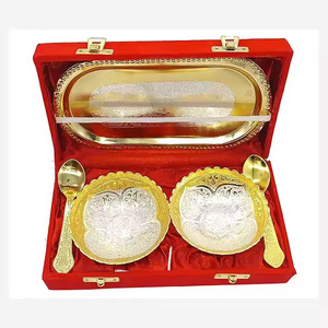 Juego de bandeja de cuchara con cuenco en forma de loto Premium de 6 regalos de recuerdo de Metal de alta calidad redondos chapados en oro y plata brillantes y duraderos 2025 - Product Image 5